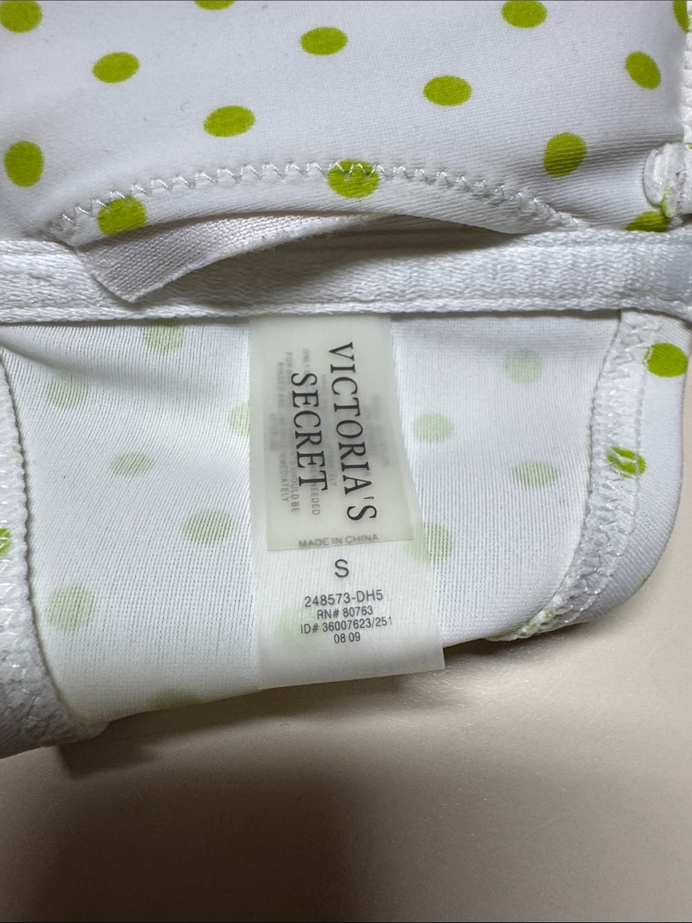 Victoria's Secret White Bandeau Bikini with Lime Polka Dots - Picture 7 of 13
